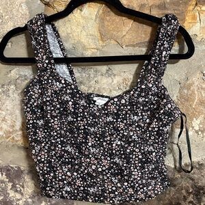 Japna Black and White Floral Crop Top
